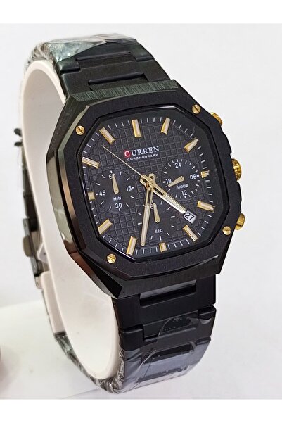 Curren çelik kordonlu, siyah kaplama, kronometreli, takvimli, su geçirmez, 2 ...