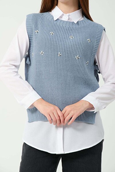 Hatun Atila Hatunatila Stone Detailed Knitwear Sweater 2020 Indigo