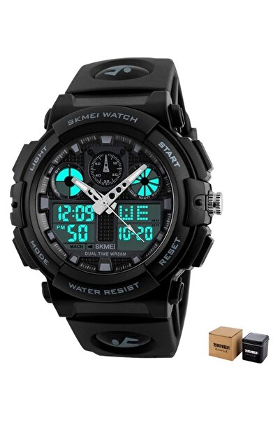 Skmei -1270-Black Men's Dual Display Sports LED Watch