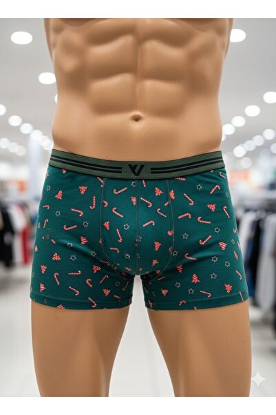Serena Set of 2 Men's Boxers – Christmas Print, Green & Red with Polar Bears