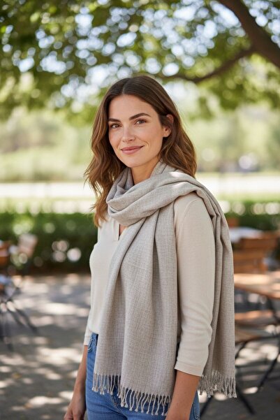 xeox Γυναικείο χειμωνιάτικο μάλλινο σάλι με απαλή υφή