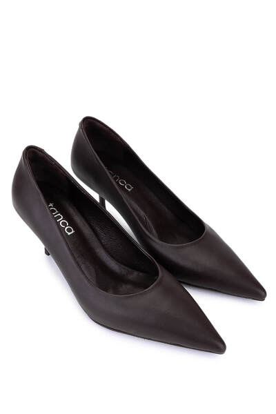 Tamer Tanca Women's Faux Leather Brown Heeled Shoes