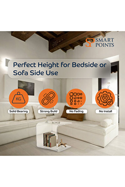 SMARTPOINTS Acrylic U-Shaped Side Table, Clear, 29x42x42 cm