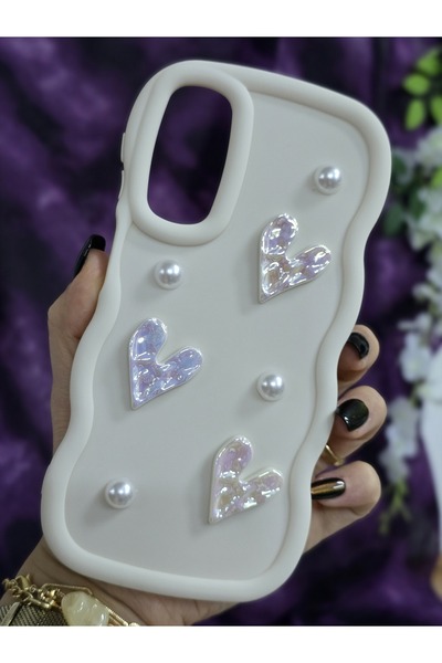 Magic Ring Samsung Galaxy A24 Uyumlu Parlak Kalp & İnci Detaylı Soft Şık Telefon Kılıfı