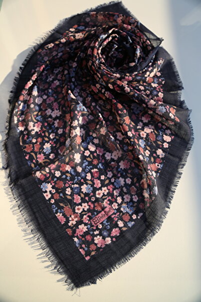 POLO CRAFT Keten Yazma Çiçekli Desen Tülbent