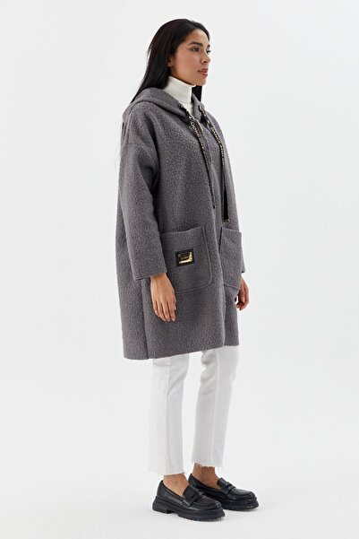 Shopping Shop Hooded Pocket Long Cardigan Anthracite