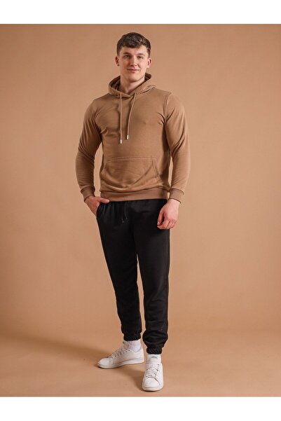 Bumbăcel Men's plain sweatshirt without zipper with Hooded