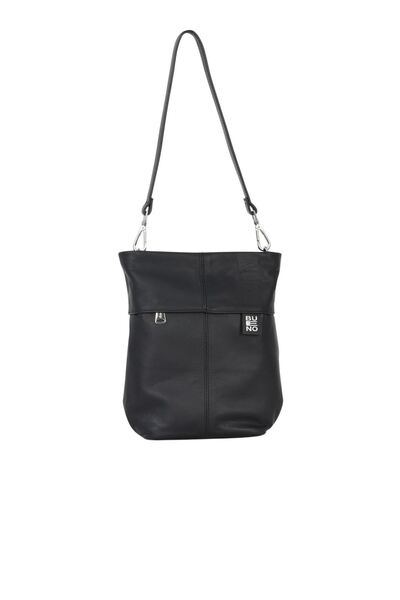 Bueno Shoes حقيبة كروس نسائية من الجلد باللون الأسود 01wbe2604