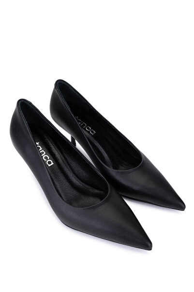 Tamer Tanca Kadın Suni Deri Siyah Deri Topuklu Ayakkabı