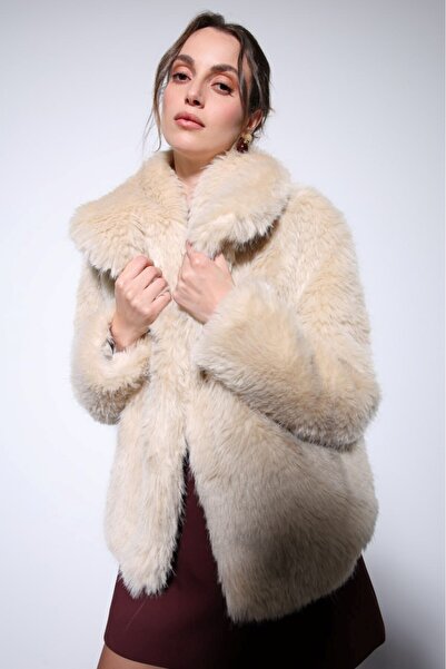 Starinci Mayo Women's Fur Coat Cream Color