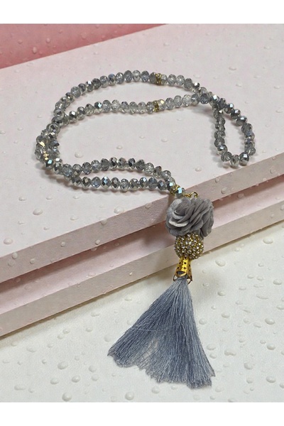 Hac AVM İnci–Kristal 99’luk Tespih | Gül İşlemeli Püsküllü Ve Zarif Hediyelik...