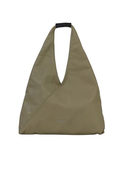 Bueno Shoes Δερμάτινη γυναικεία τσάντα ώμου χακί 01wbs7365