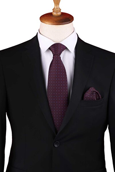 Kravatkolik Dark Brodo Small Pattern Printed Handkerchief Classic Tie Kk13346