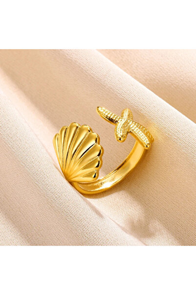 Choice JZ5744G خاتم لؤلؤ على شكل نجمة البحر للنساء من الفولاذ المقاوم للصدأ ب...