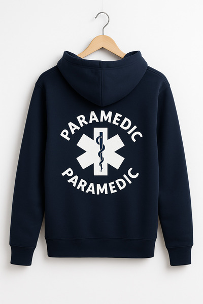 DOKSAÜNİFORM Paramedic Hooded Fleece, 112 Emergency Health Fleeces, Unisex, Navy Blue 3 Thread