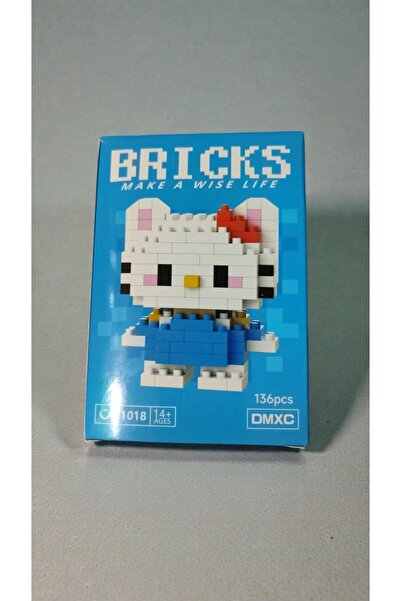 FAMEMUS ACCESSORY Bricks Hello Kitty Yapı Oyuncak 136 parça 8mmve 5mm boyut