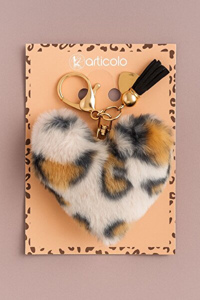 ela777 Leopar Ponpon Çanta Süsü Aksesuarı Anahtarlık, Araba Süsü,Çanta charmı