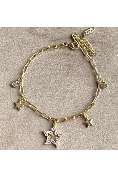 Haziran Accessory Star Stone, with 5 Charm Ends, Steel Gold Women's Bracelet,...