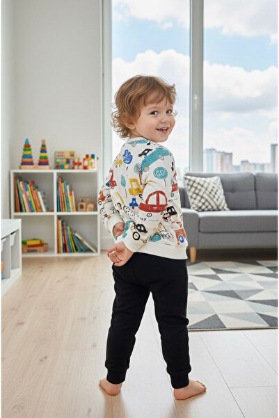 BOBBY JR KİDSWEAR Car Printed Baby Kids Set