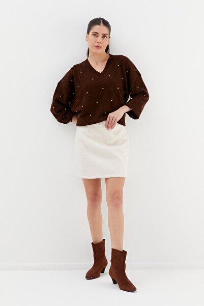 Shopping Shop Kaşe Mini Skirt Ekru