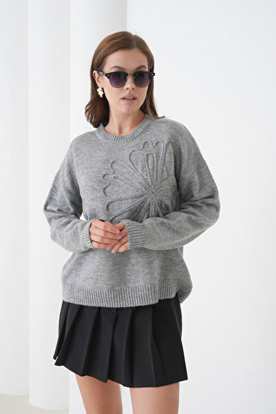 Park Karon Γυναικείο πλεκτό πουλόβερ με μοτίβο με λαιμόκοψη με μαλακή υφή