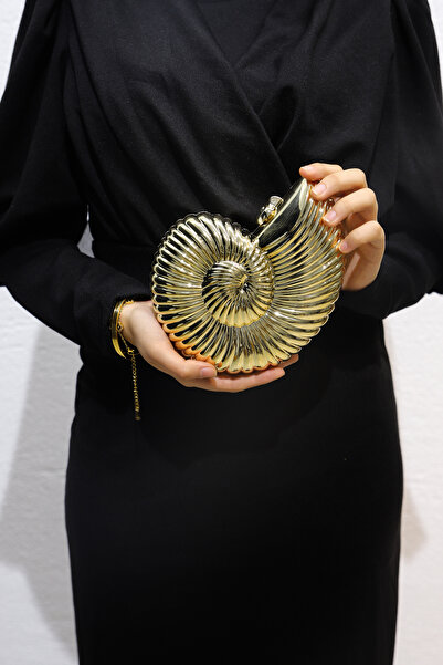 ROZA CANTA Γυναικεία χρυσή μεταλλική τσάντα βραδινού φορέματος