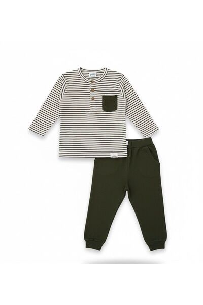 BOBBY JR KİDSWEAR Patli Striped Pocketed Baby Children's Set