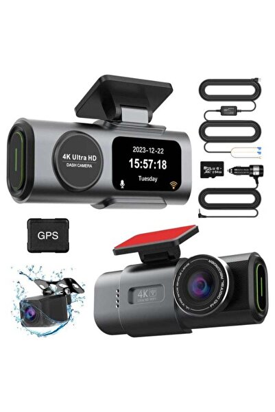 Shopi كاميرا لوحة القيادة ثنائية القناة بدقة 4K من MUNTAQI، أمامية وخلفية، بس...