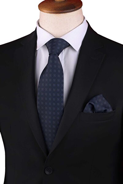 Kravatkolik Синій класичний крават з дрібним візерунком KK13347