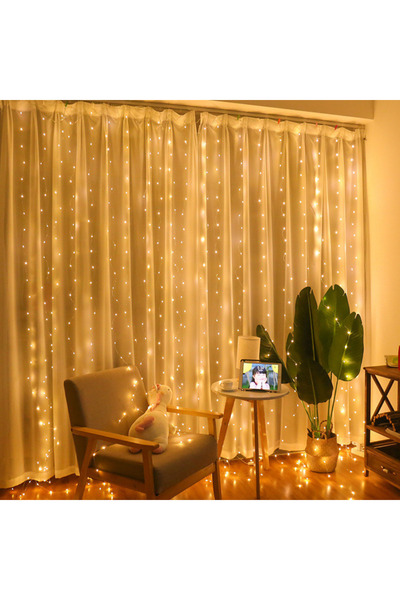 SDEPOT Instalare perdea de Crăciun, SDEPOT®, sârmă transparentă, alb cald, 3m