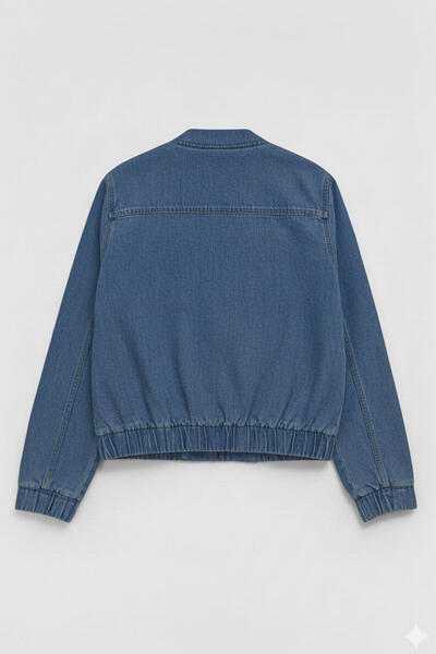 Bluewhite Women's Blue Bomber Denim Jacket