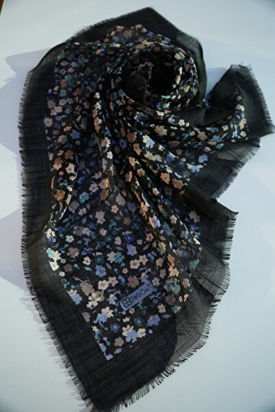 POLO CRAFT Keten Yazma Çiçekli Desen Tülbent