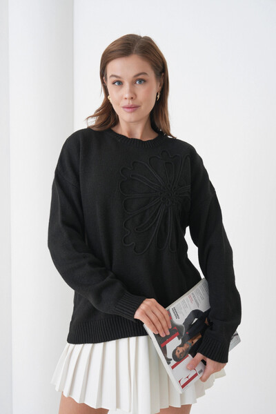 Park Karon Γυναικείο πλεκτό πουλόβερ με μοτίβο με λαιμόκοψη με μαλακή υφή