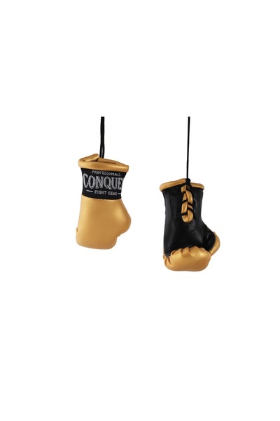 Conquer Boxing Glove Keychain Gold