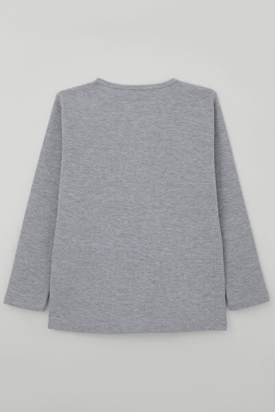 Breeze Boy's Long Sleeve T-Shirt with Button Detail, Ages 4-8, Light Gray Melange