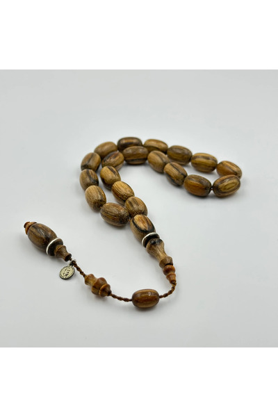 Bülbül Tesbih Şükrü BABA İmzalı Gümüş Halka Detaylı Kapsül Kesim 19 Habbe Öd Ağacı Tespih