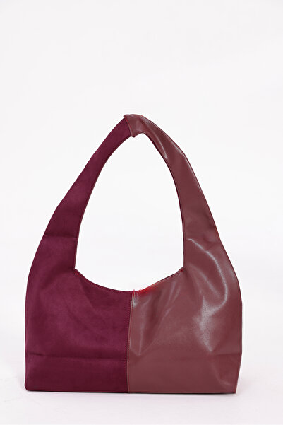 CELESTIAL COLLECTION New Season Cora Burgundy Double-Sided Suede and Faux Leather Magnetic Stylish and Elegant Baguette Bag