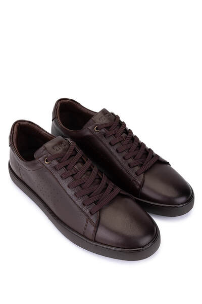 Tamer Tanca Men's Genuine Leather Brown Sneakers & Sports Shoes