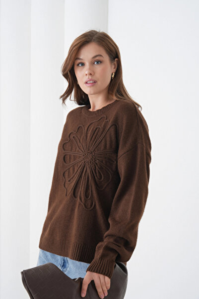 Park Karon Γυναικείο πλεκτό πουλόβερ με μοτίβο με λαιμόκοψη με μαλακή υφή