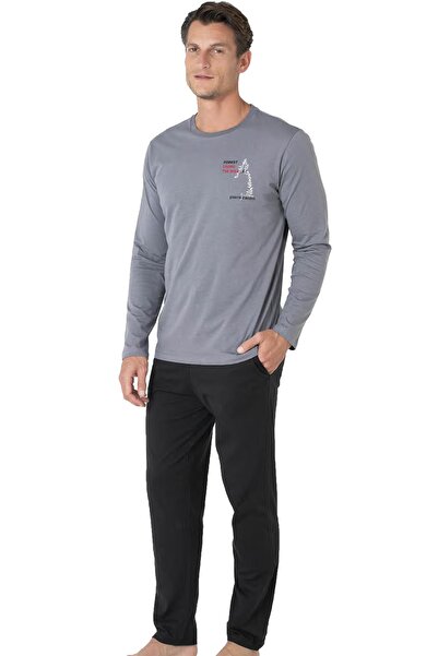 Pierre Cardin Men's 100% Cotton Combed Pajama Set, Crew Neck, Long Sleeve Pajama Set
