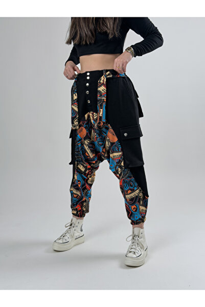 COCOPELLI Garni Design Women's Music Patterned Black Sports Baggy Pants Coc2615