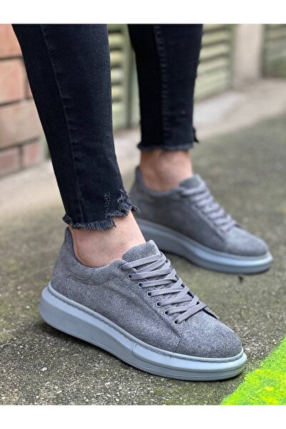 Lucy Shoes Yg-X500 Men's Lace-Up Casual Suede Sneaker Shoes Sgt - Gray