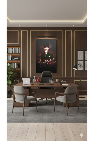 BLT DİZAYN Mustafa Kemal Atatürk Stylish Portrait Glass Painting – Special Design for Gifts