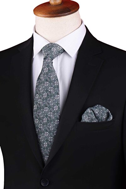 Kravatkolik Зелено-білий класичний краватка з мотивом KK13337