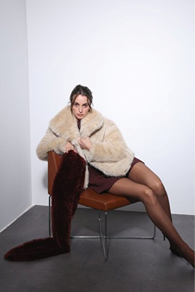 Starinci Mayo Women's Fur Coat Cream Color