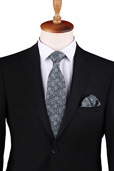 Kravatkolik Зелено-білий класичний краватка з мотивом KK13337