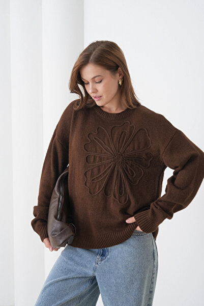 Park Karon Γυναικείο πλεκτό πουλόβερ με μοτίβο με λαιμόκοψη με μαλακή υφή