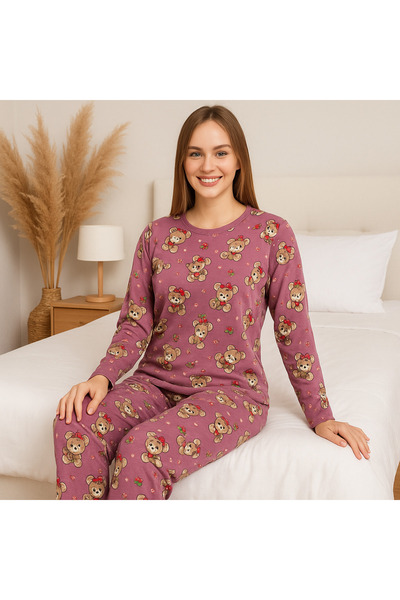 Sude Γυναικείο σετ πιτζάμες με σχέδιο από καστόρι