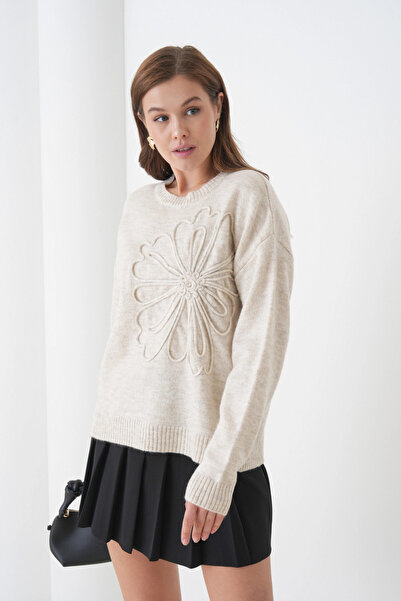 Park Karon Γυναικείο πλεκτό πουλόβερ με μοτίβο με λαιμόκοψη με μαλακή υφή