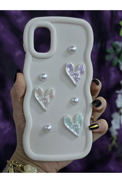 Magic Ring Samsung Galaxy A31 Uyumlu Parlak Kalp & İnci Detaylı Soft Şık Telefon Kılıfı